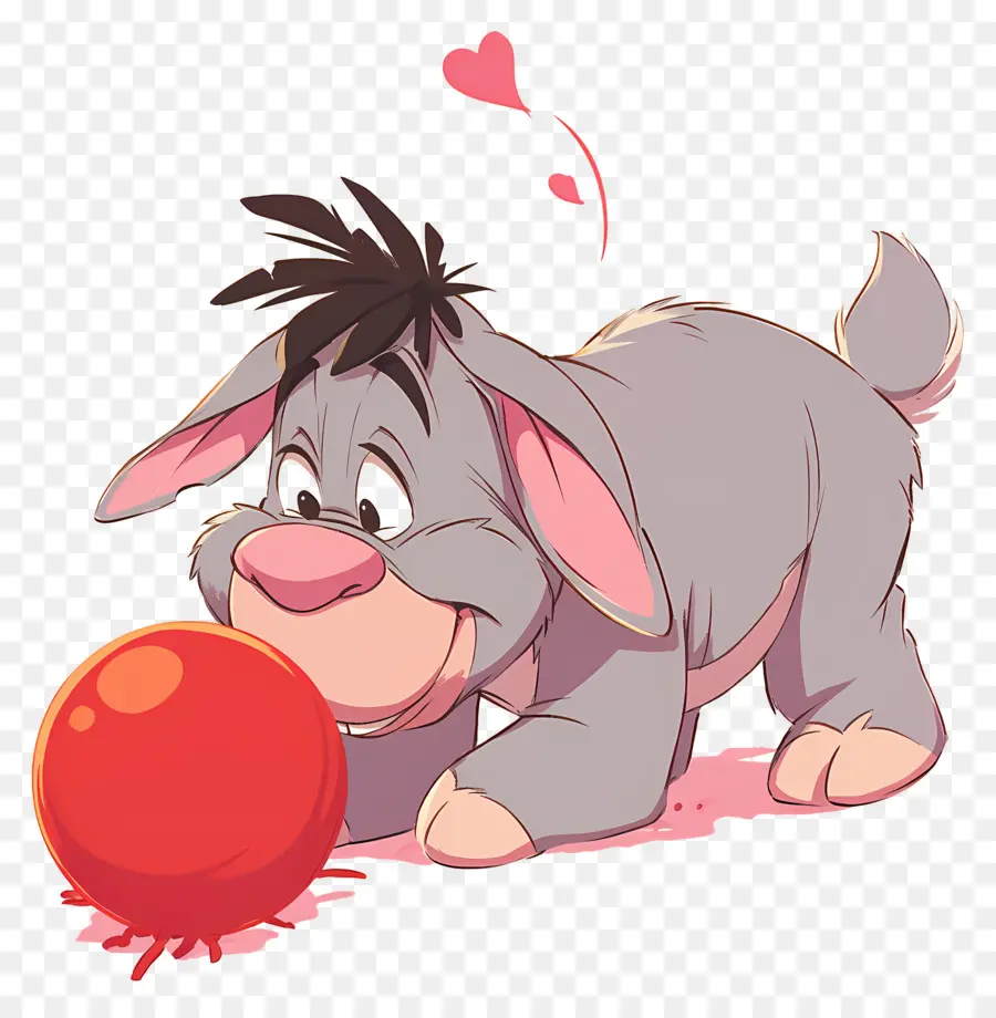 Eeyore，Burro Gris Con Bola Roja PNG