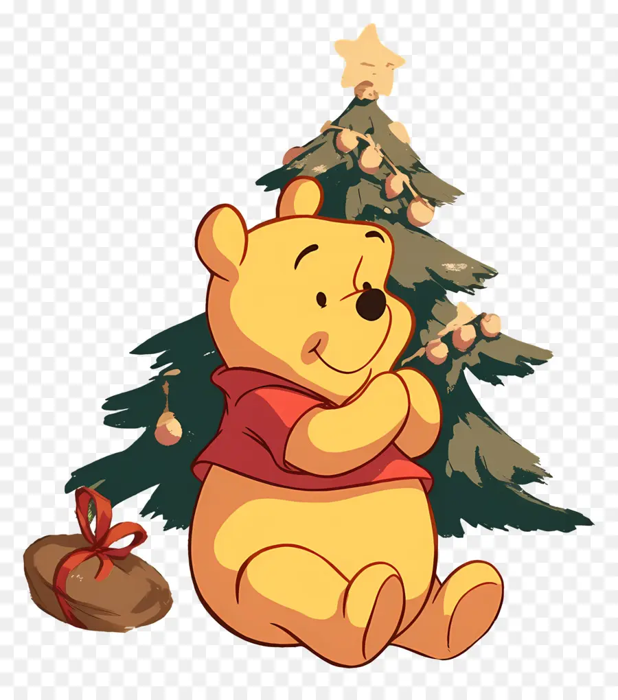 Winnie El Pooh，Oso Con árbol De Navidad PNG