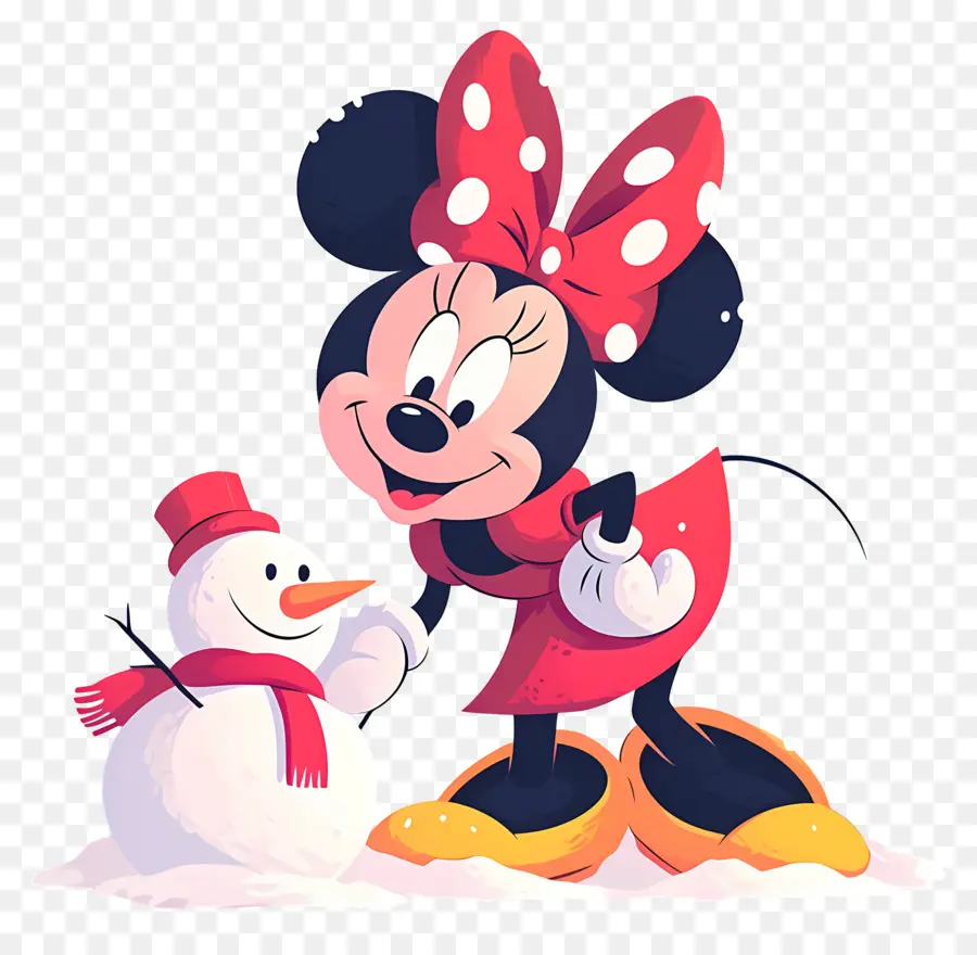 Minnie Ratón，Minnie Mouse Con Muñeco De Nieve PNG