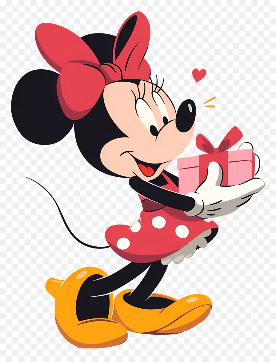 Minnie Ratón，Ratón De Dibujos Animados Con Regalo PNG