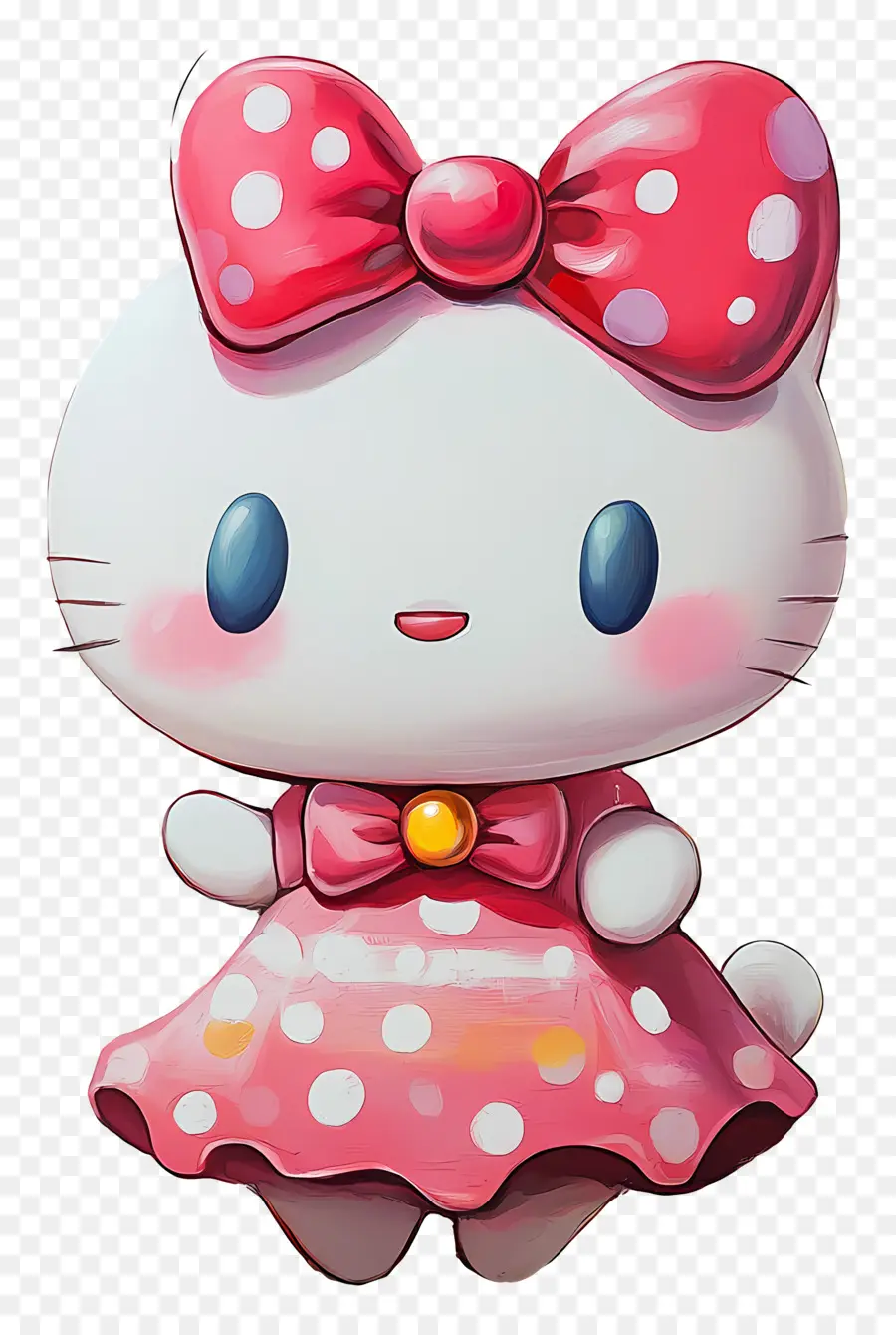 Pegatina De Hola Kitty，Lindo Gato Con Lazo PNG