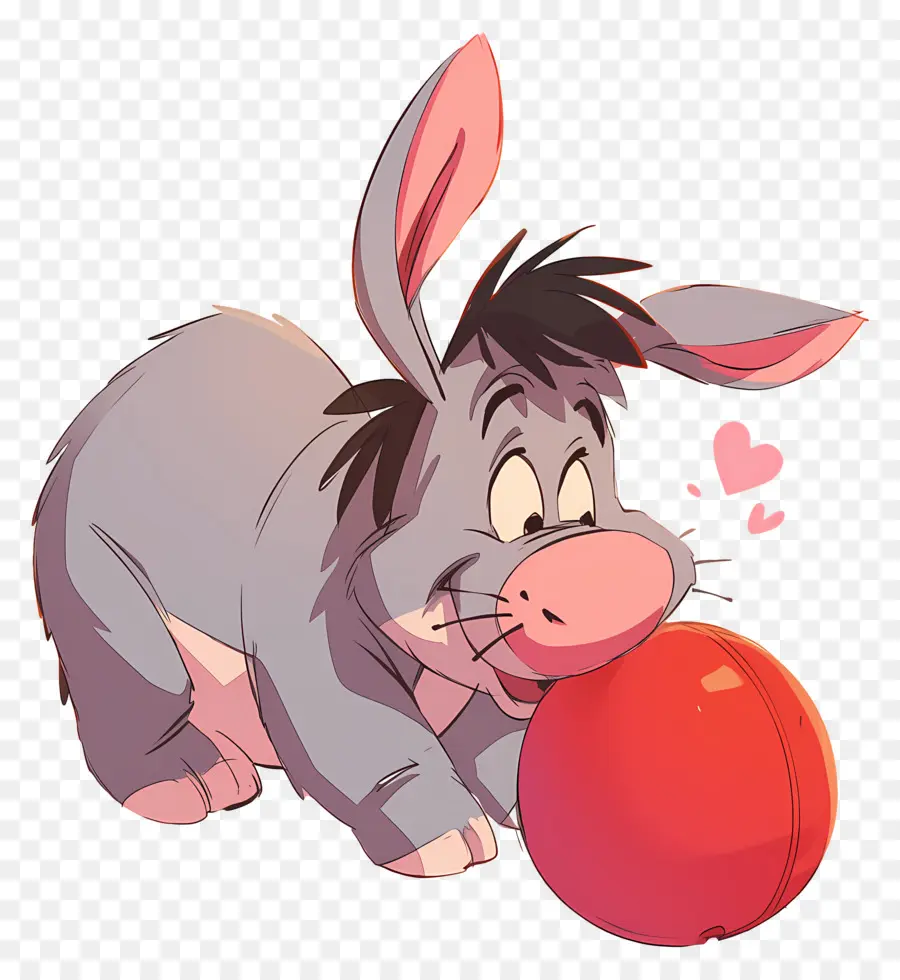 Eeyore，Burro Gris Con Bola Roja PNG