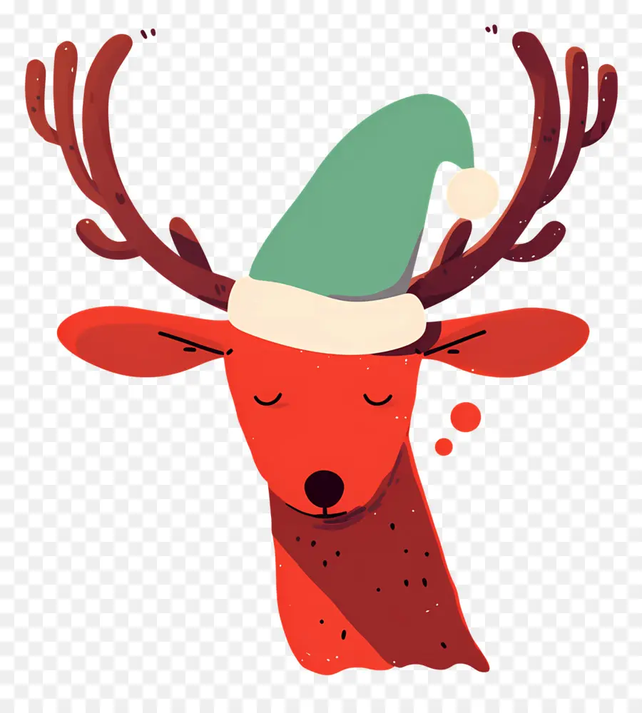 Ciervo De Navidad，Reno Con Gorro De Papá Noel PNG