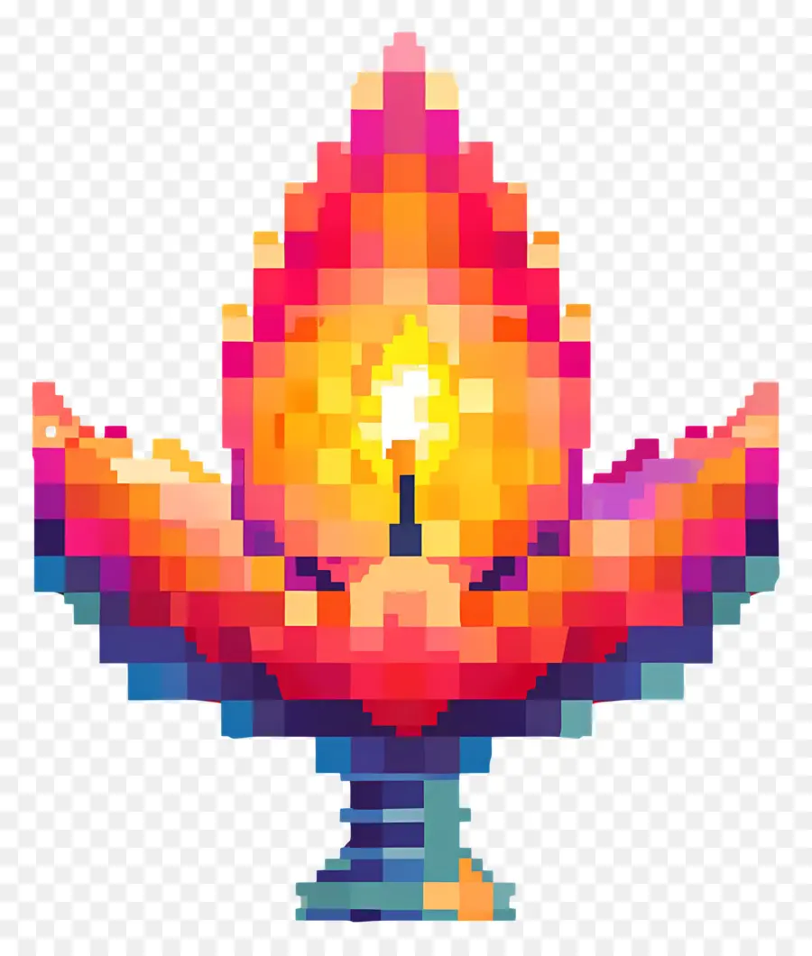 Diwali Diya De Píxeles，Llama Pixelada PNG