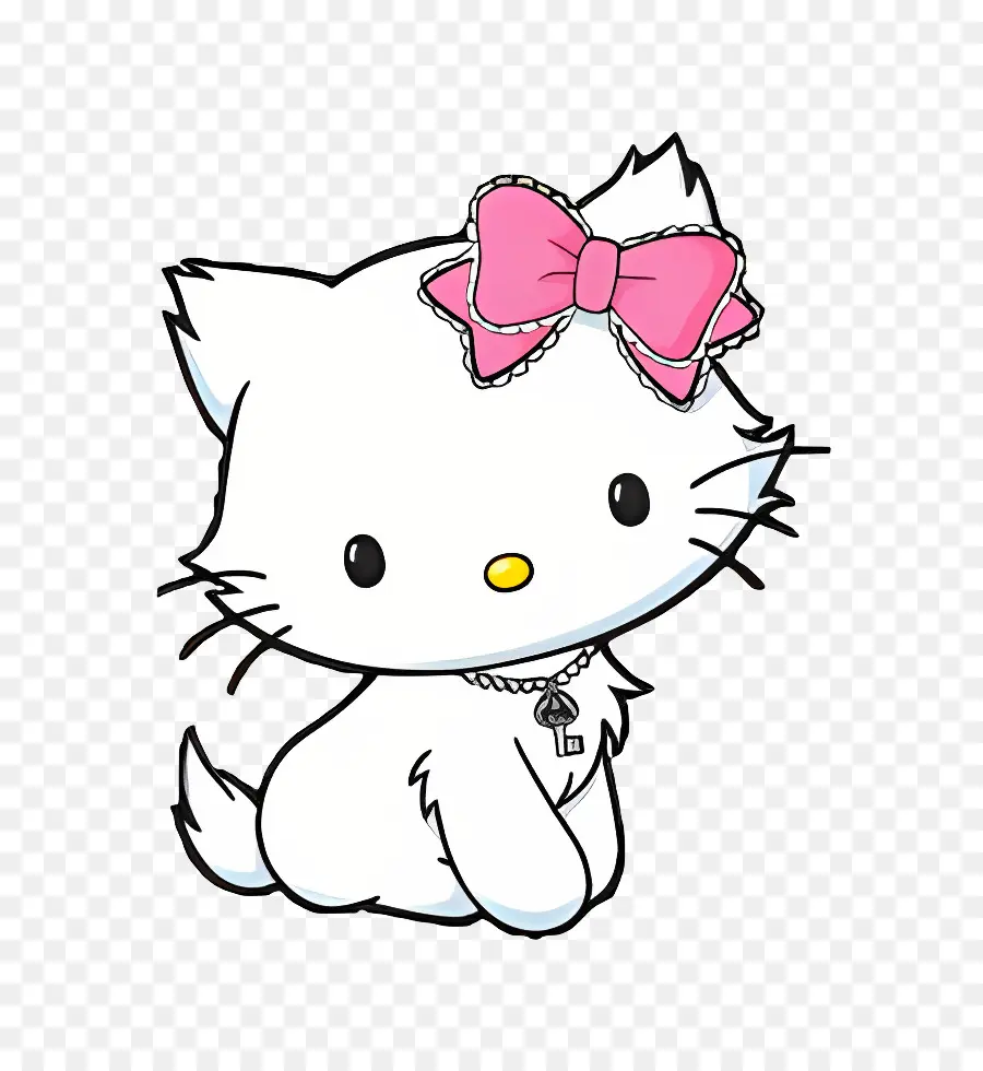 Gatito Encantador，Gato Blanco Con Lazo Rosa PNG