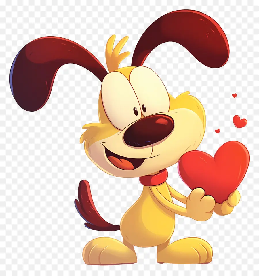 Personaje De Dibujos Animados，Perro Amarillo De Dibujos Animados Con Corazón PNG