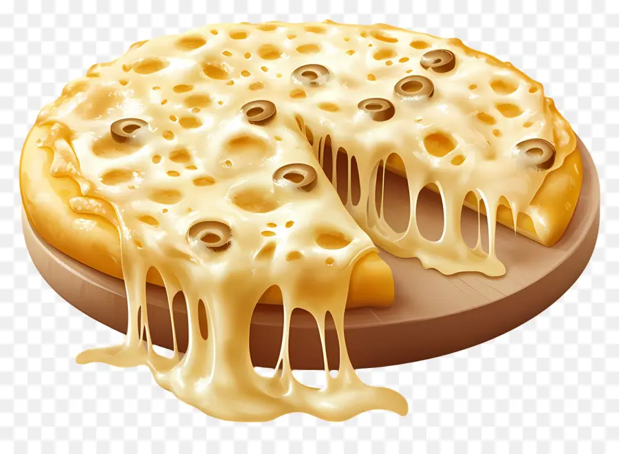 Tira De Queso，Pizza De Queso Con Aceitunas PNG