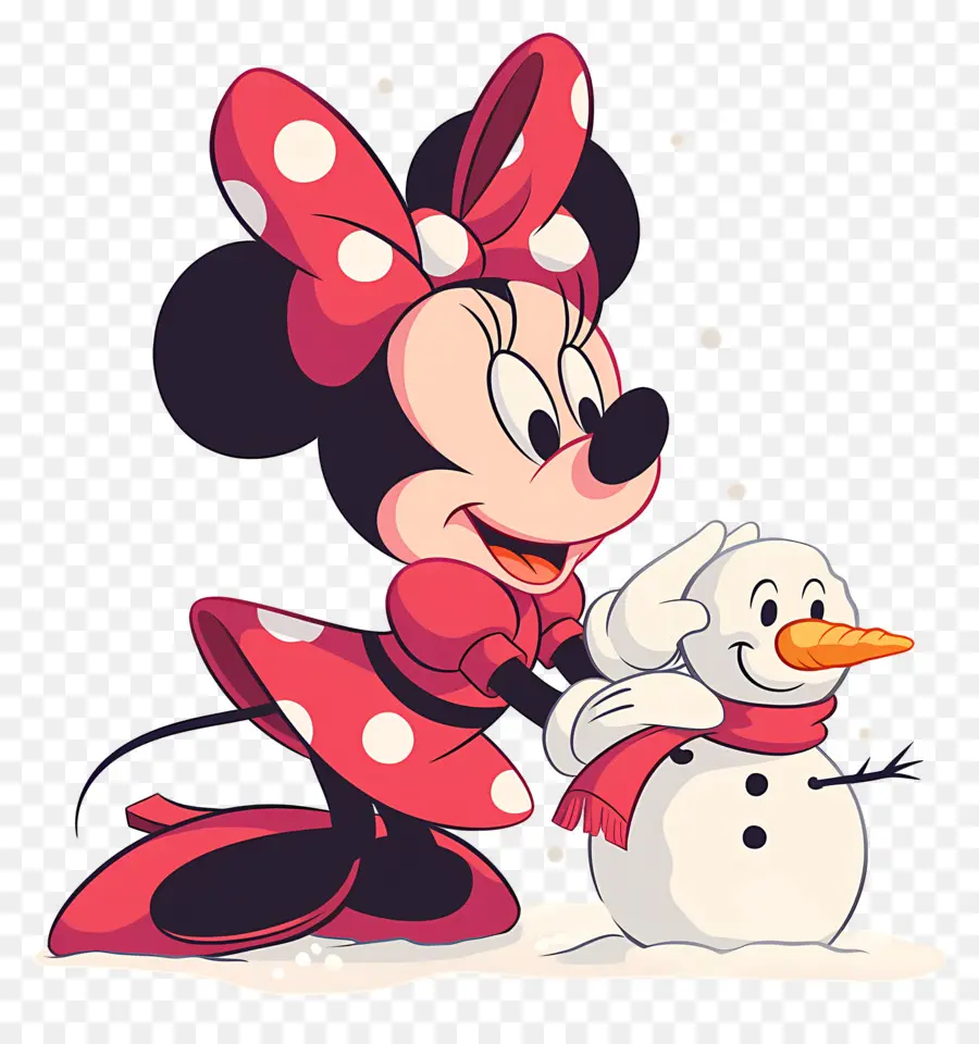 Minnie Ratón，Minnie Mouse Con Muñeco De Nieve PNG