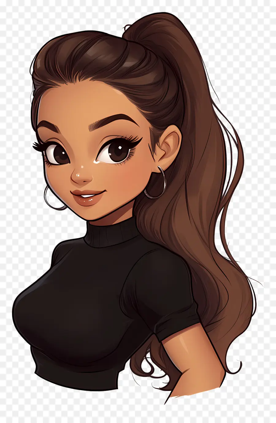 Ariana Grande，Chica De Dibujos Animados Con Cola De Caballo PNG