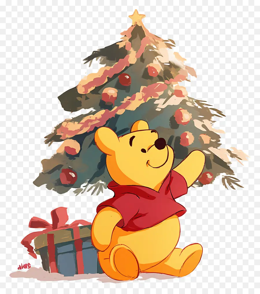 Winnie El Pooh，Oso Con árbol De Navidad PNG