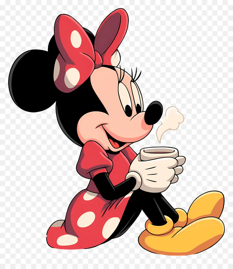 Minnie Ratón，Ratón De Dibujos Animados Con Cupcake PNG