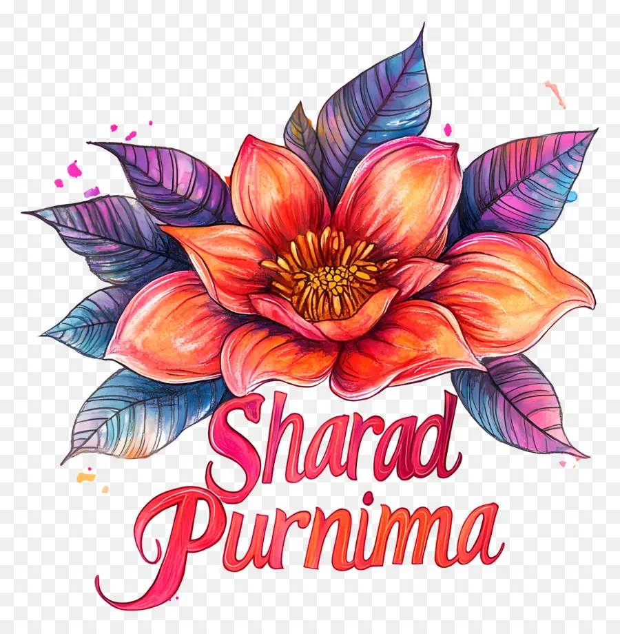 Sharad Purnima，Flor Colorida PNG