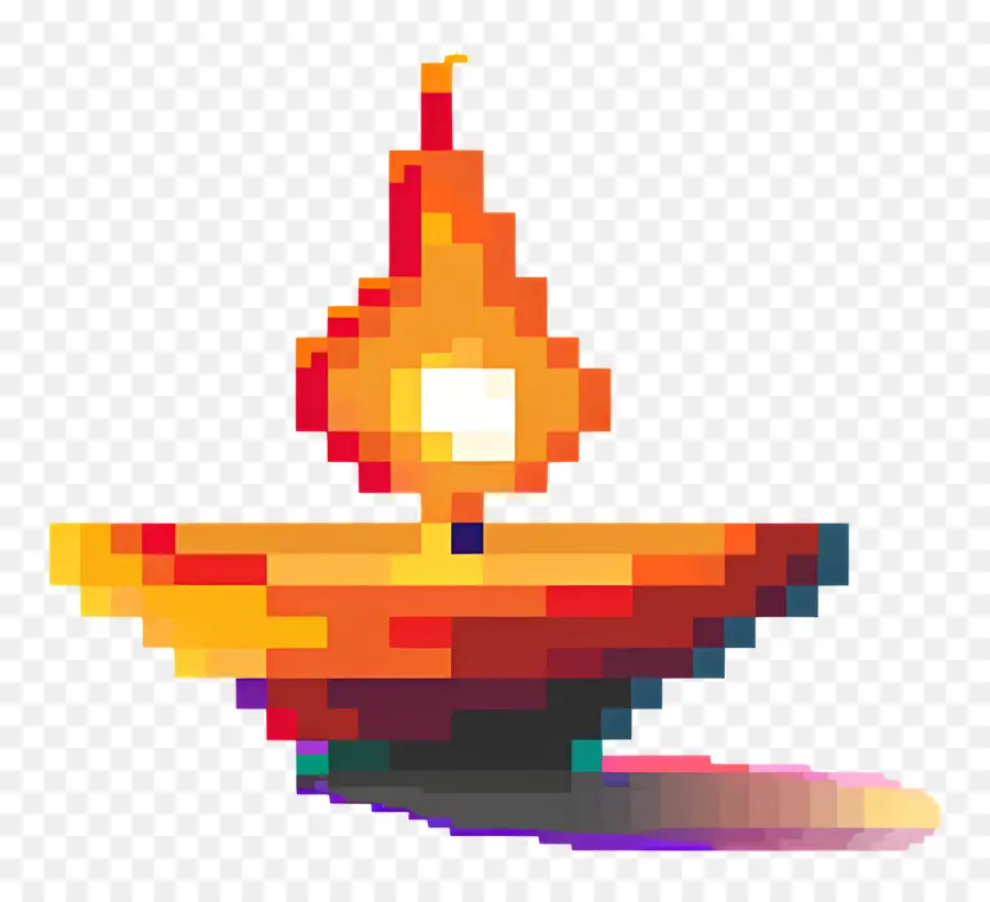 Diwali Diya De Píxeles，Lámpara Pixelada PNG