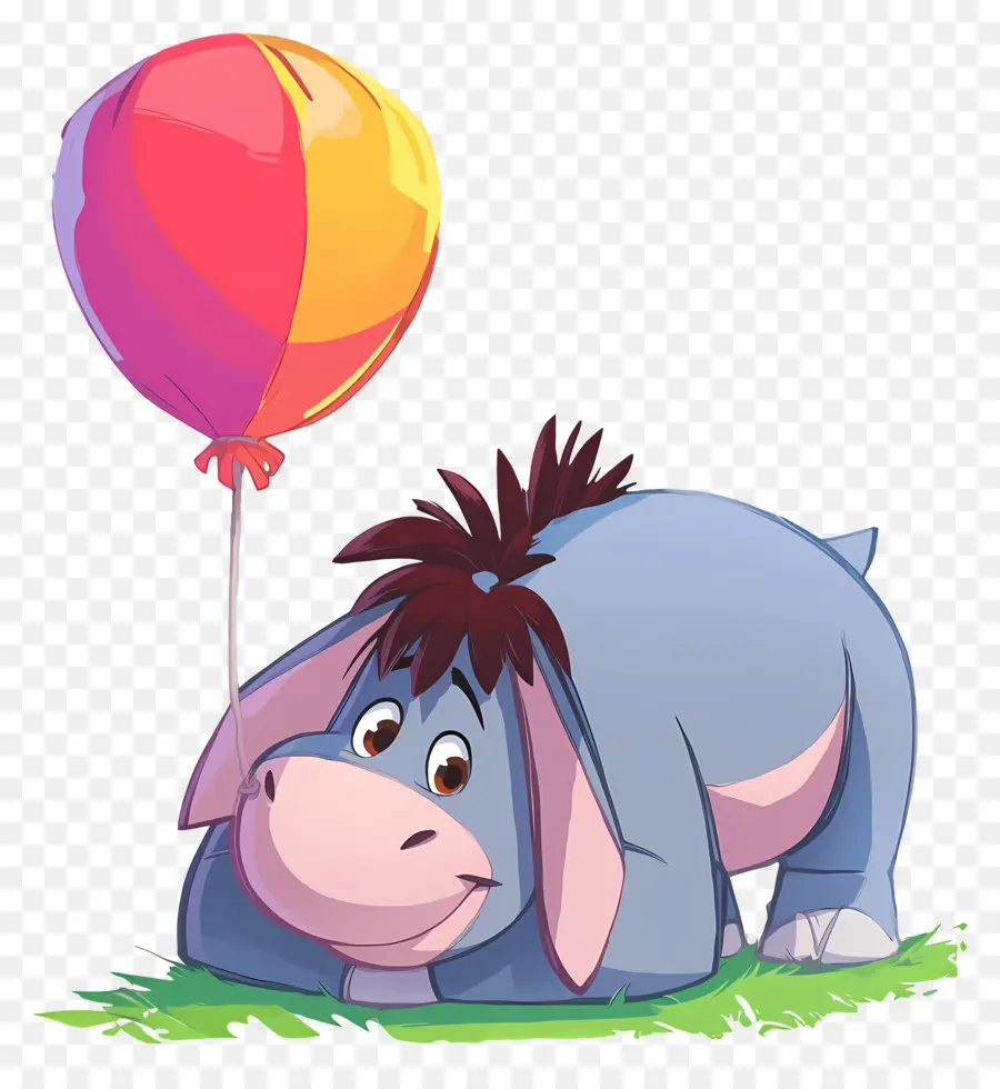 Eeyore，Burro Azul Con Globo PNG