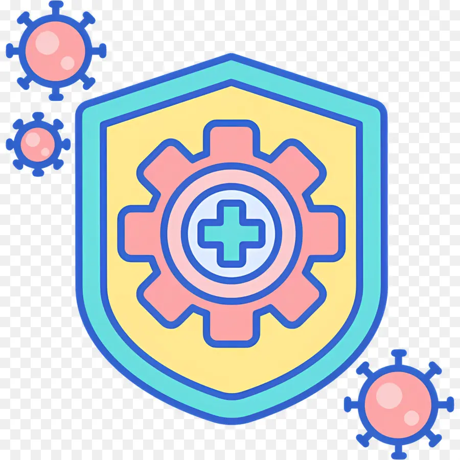 Escudo De Inmunidad，Escudo Con Cruz Y Virus PNG