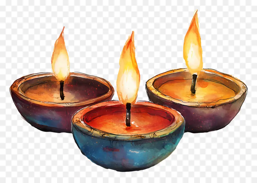 Lámparas De Aceite De Diwali，Velas PNG