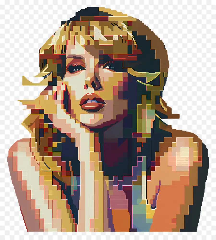 Píxel Taylor Swift，Retrato De Mujer Pixelada PNG