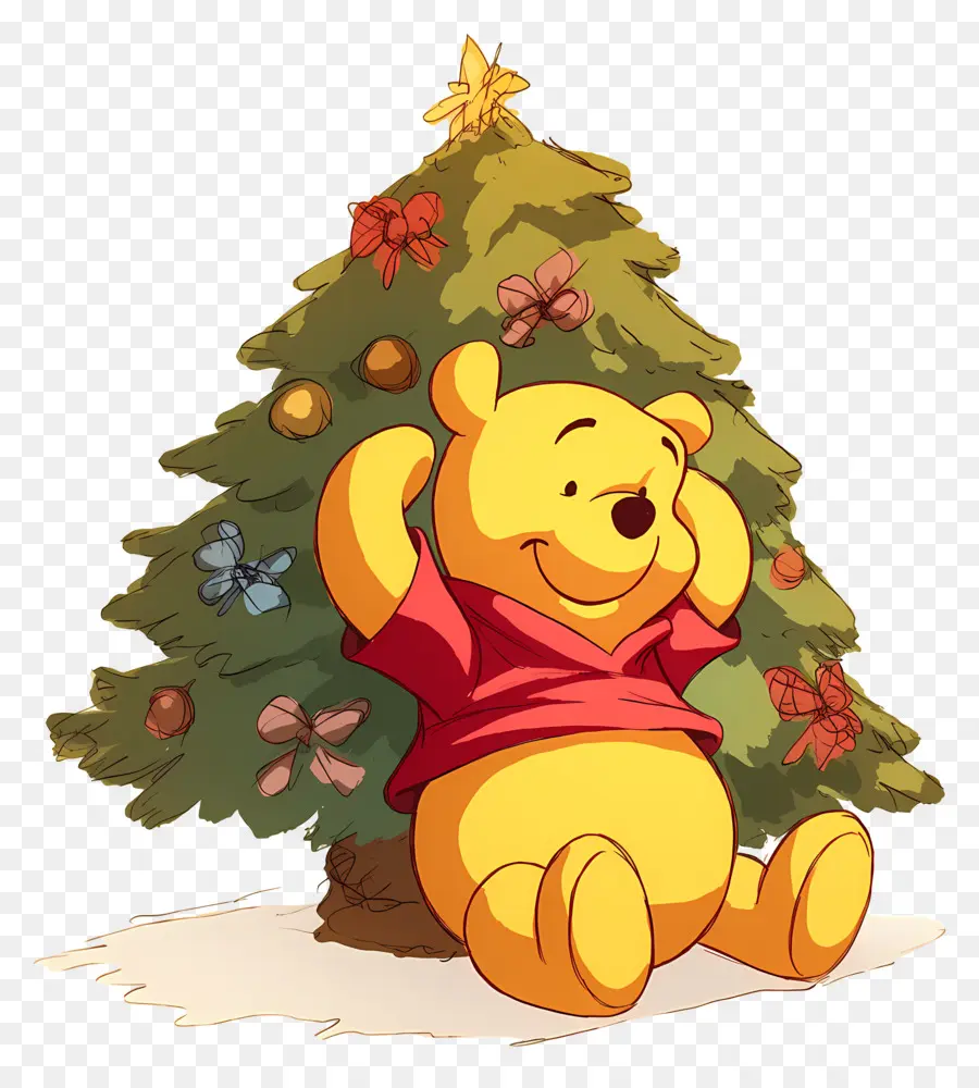 Winnie El Pooh，Oso Con árbol De Navidad PNG