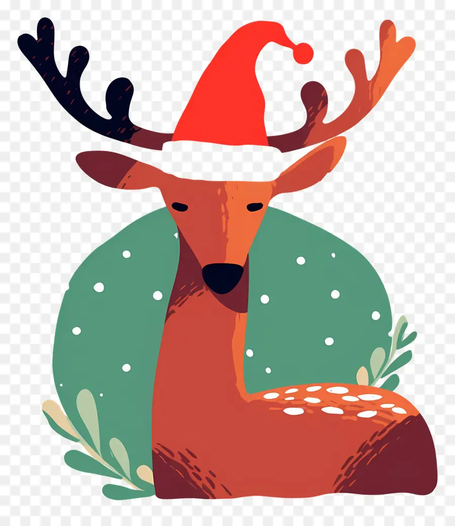 Ciervo De Navidad，Reno Con Gorro De Papá Noel PNG