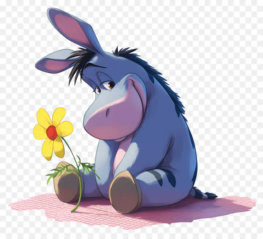 Eeyore，Burro Con Flor PNG