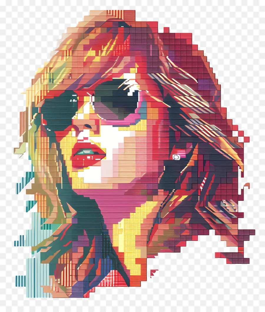 Píxel Taylor Swift，Pixel Art Mujer Con Gafas De Sol PNG