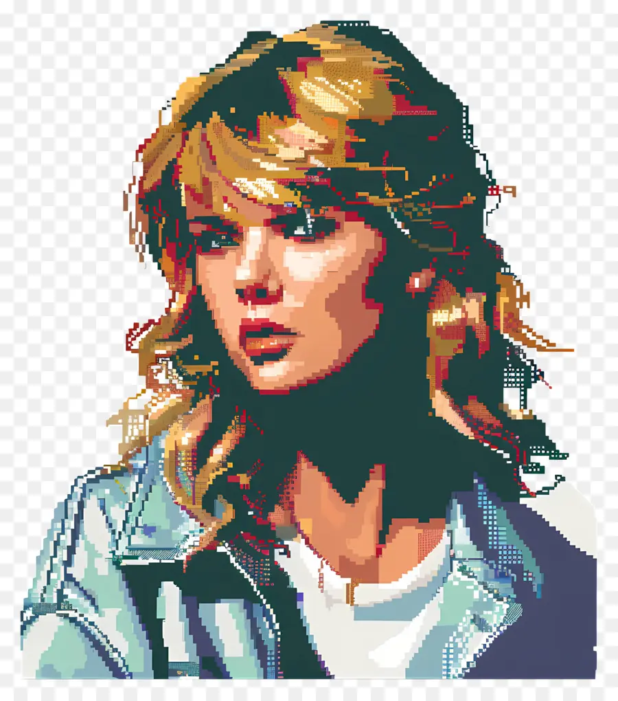 Píxel Taylor Swift，Retrato De Arte De Píxeles PNG