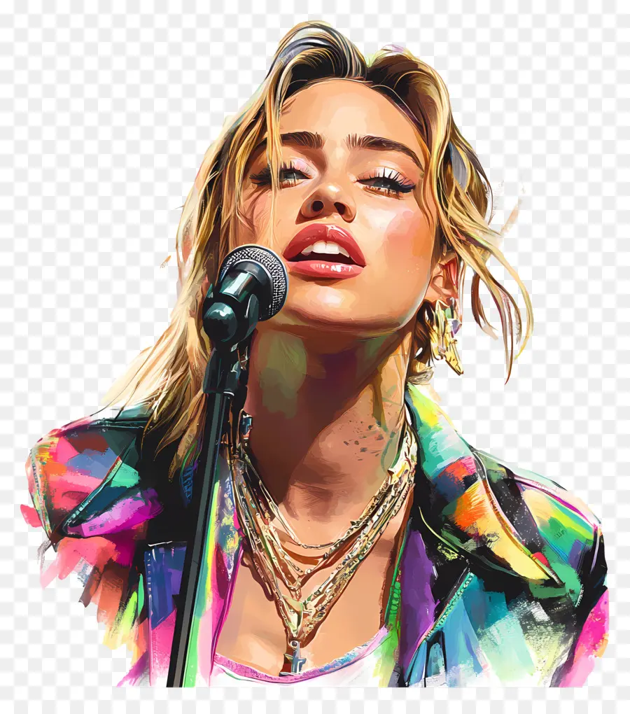 Miley Ciro，Cantante Colorido PNG