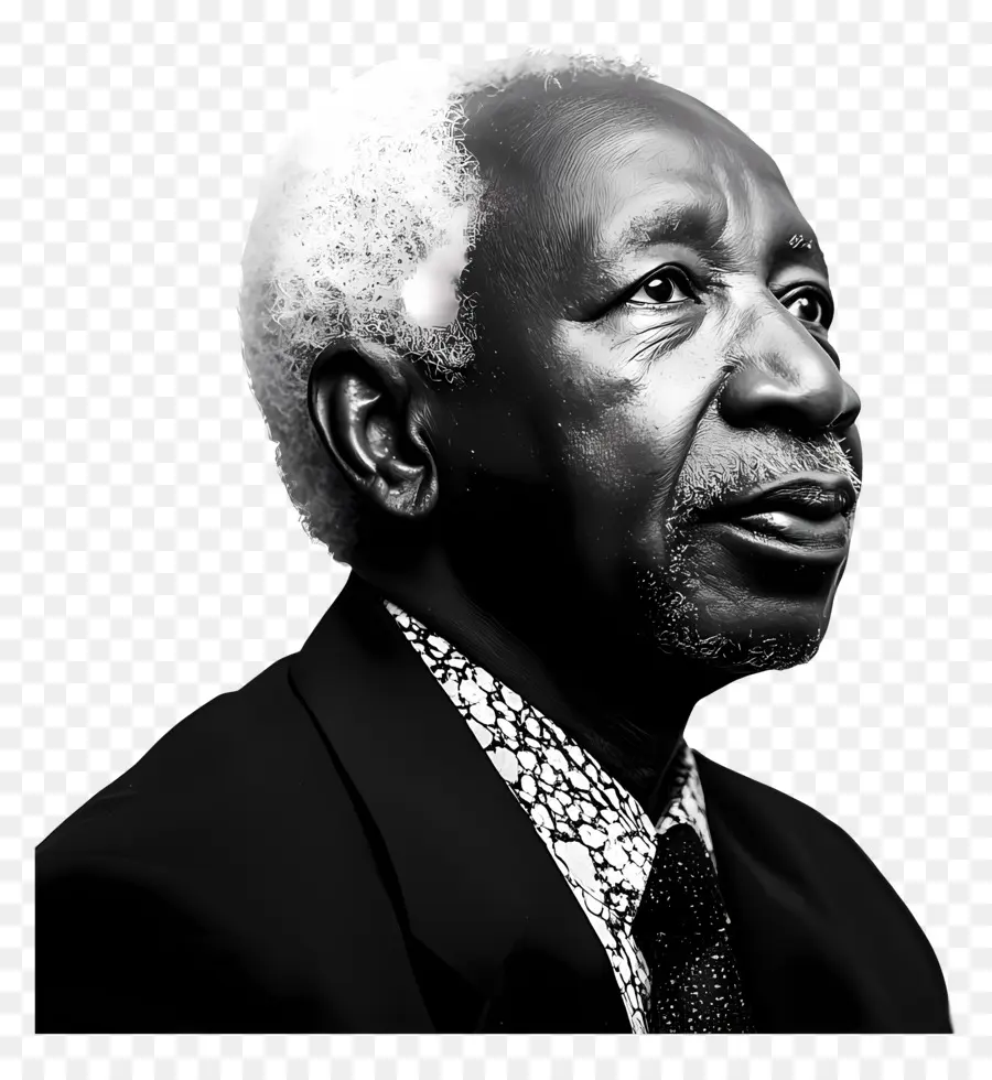 Julius Nyerere，Retrato En Blanco Y Negro PNG