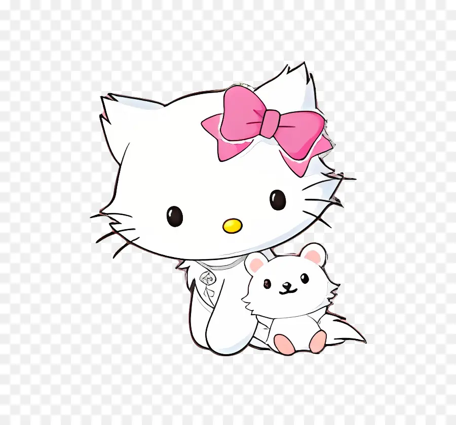 Gatito Encantador，Gato Blanco Con Lazos PNG