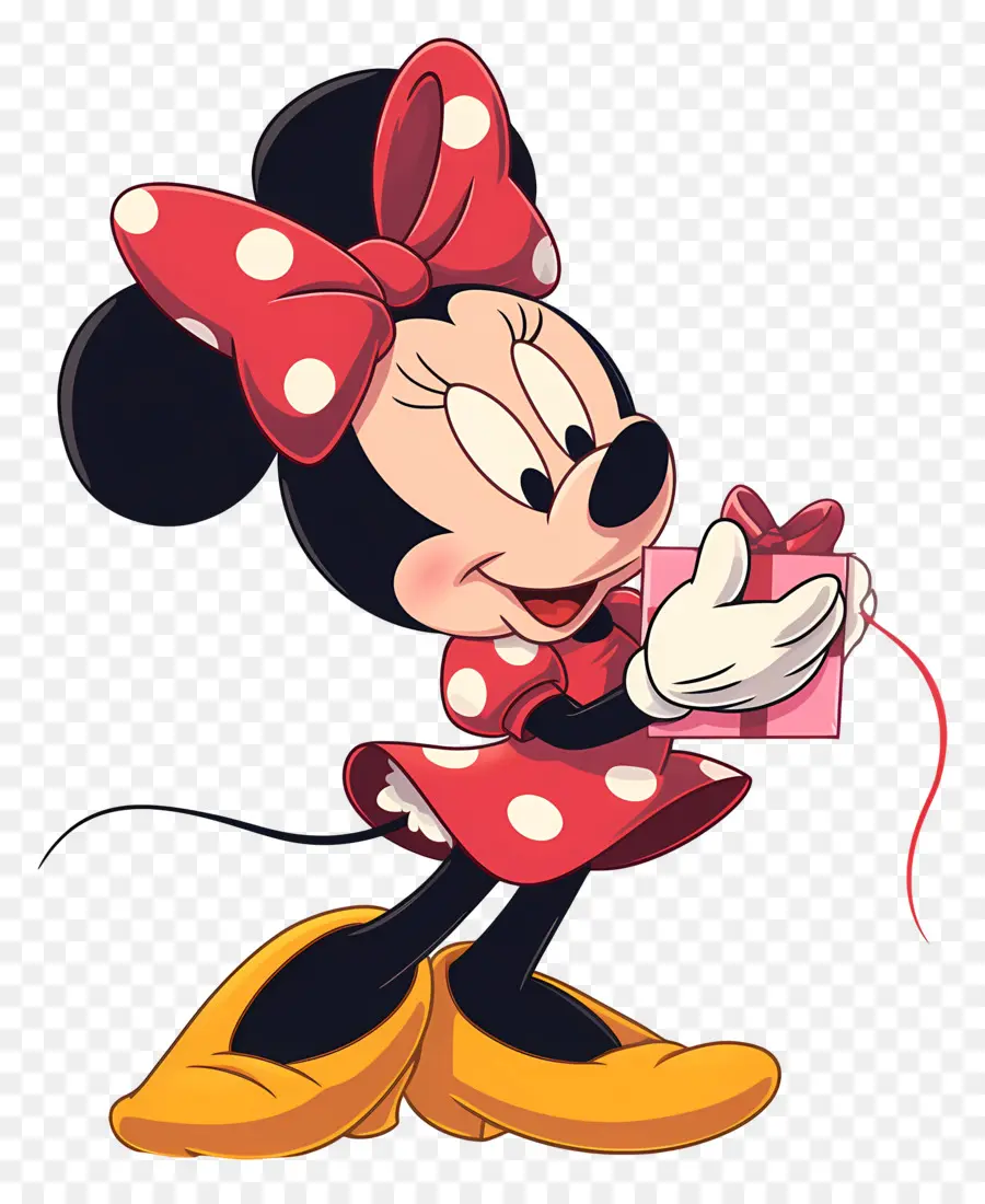 Minnie Ratón，Ratón De Dibujos Animados Con Cupcake PNG