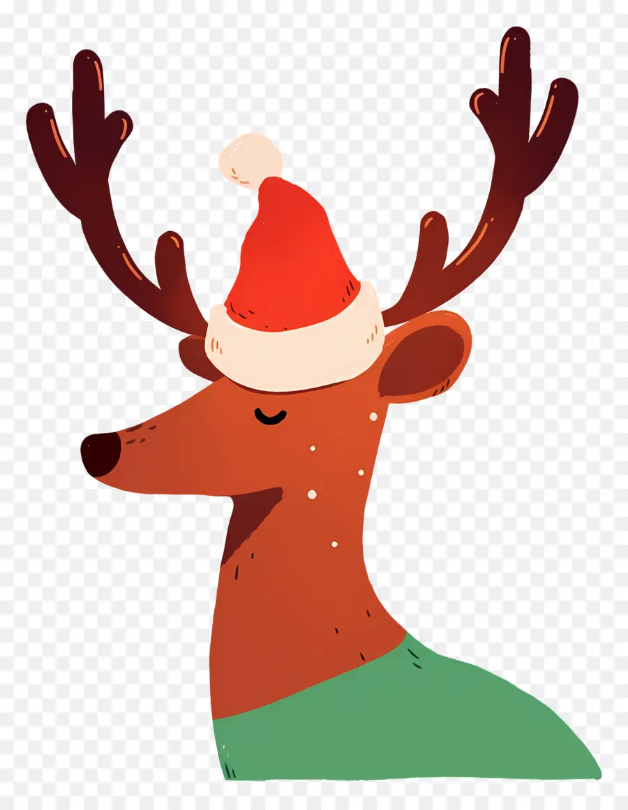 Ciervo De Navidad，Reno Con Gorro De Papá Noel PNG