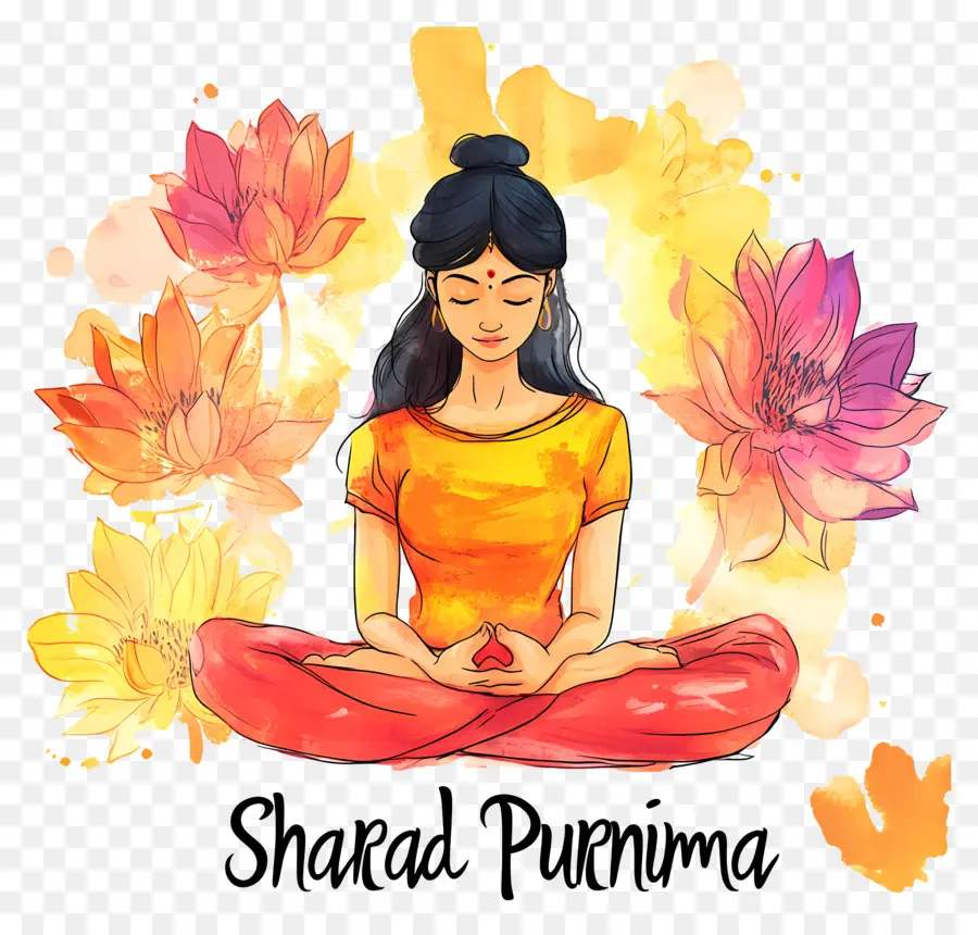 Sharad Purnima，Mujer Meditando PNG