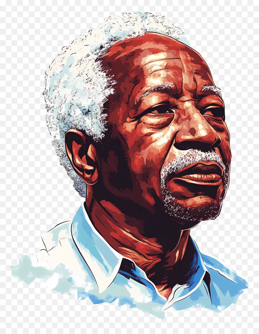 Julius Nyerere，Ilustración Colorida Del Anciano PNG