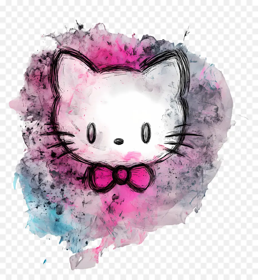 Pegatina De Hola Kitty，Boceto Artístico De Gato PNG