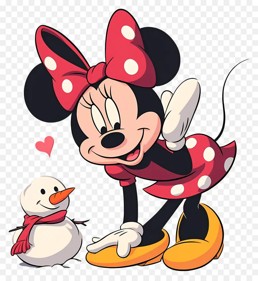 Minnie Ratón，Minnie Mouse Con Muñeco De Nieve PNG