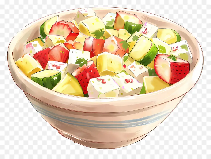 Ensalada Waldorf，Ensalada De Frutas En Un Tazón PNG