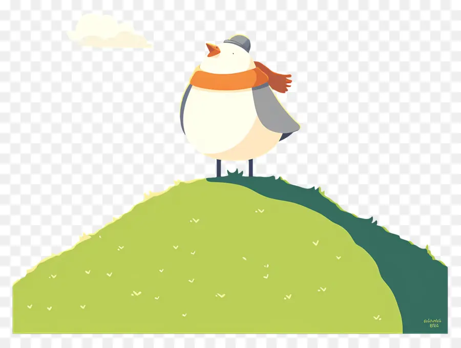 Pájaro De Dibujos Animados，Pájaro Con Bufanda PNG