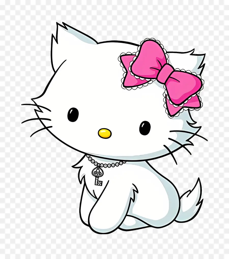 Gatito Encantador，Gato Blanco Con Lazos PNG