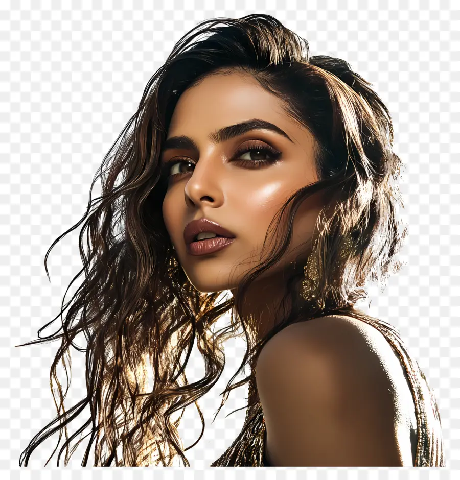 Deepika Padukone，Retrato De Mujer Realista PNG