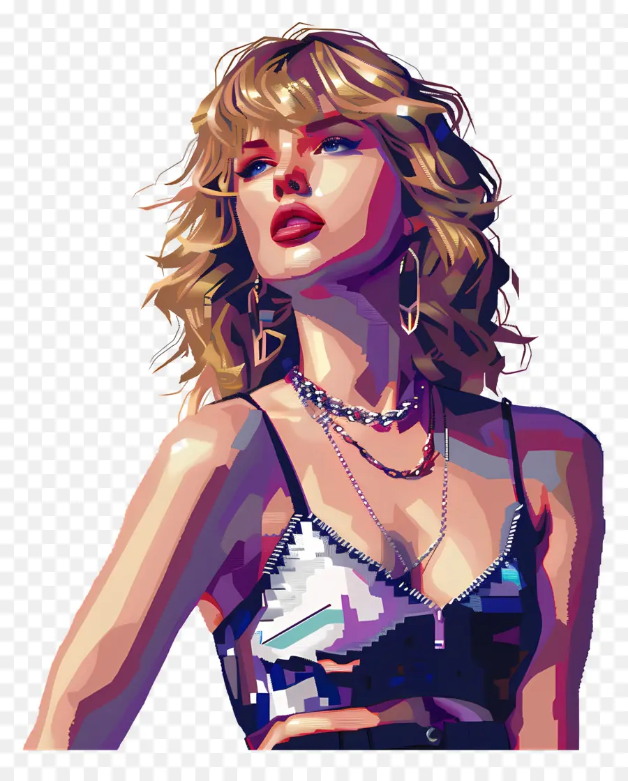 Píxel Taylor Swift，Retrato Colorido PNG