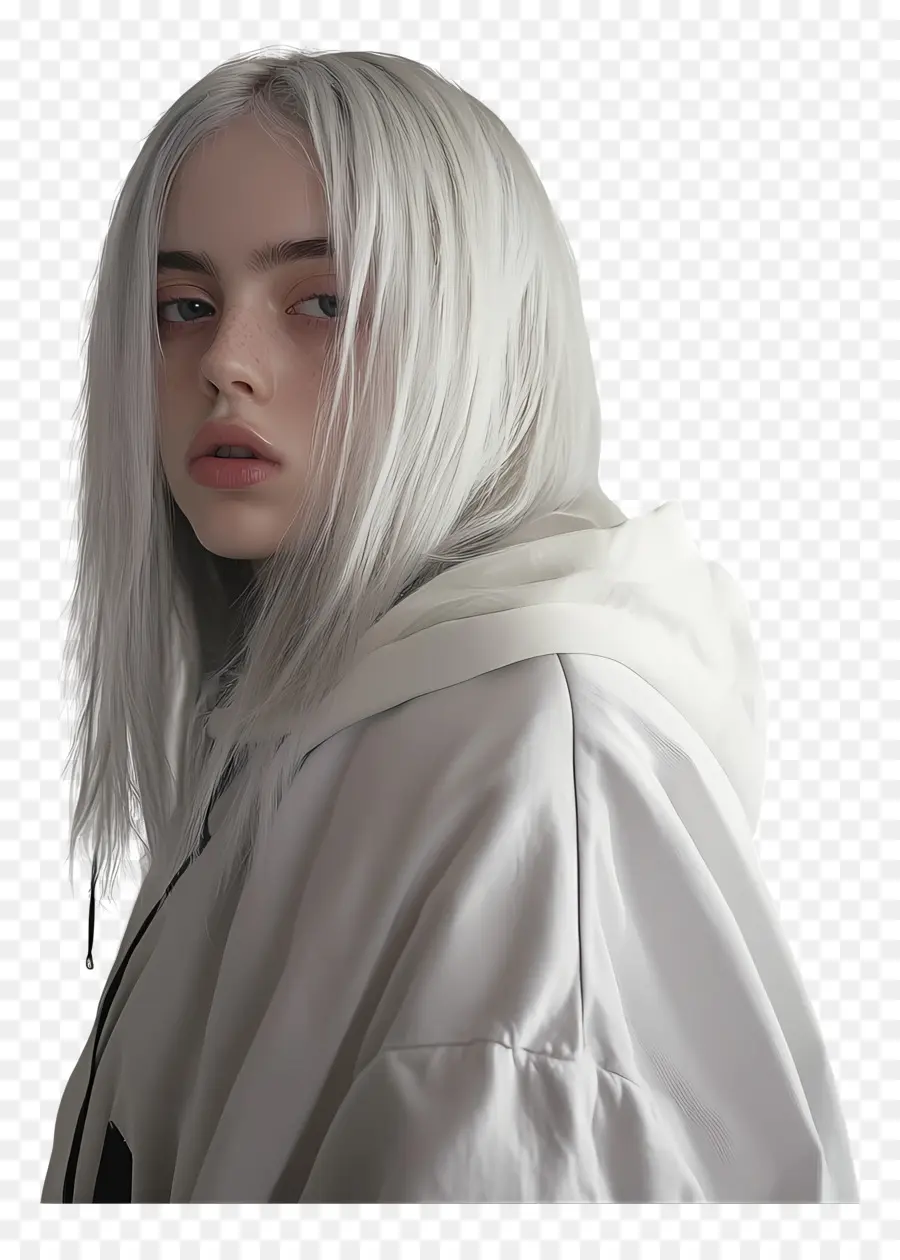 Billie Eilish，Persona Con Pelo Blanco PNG