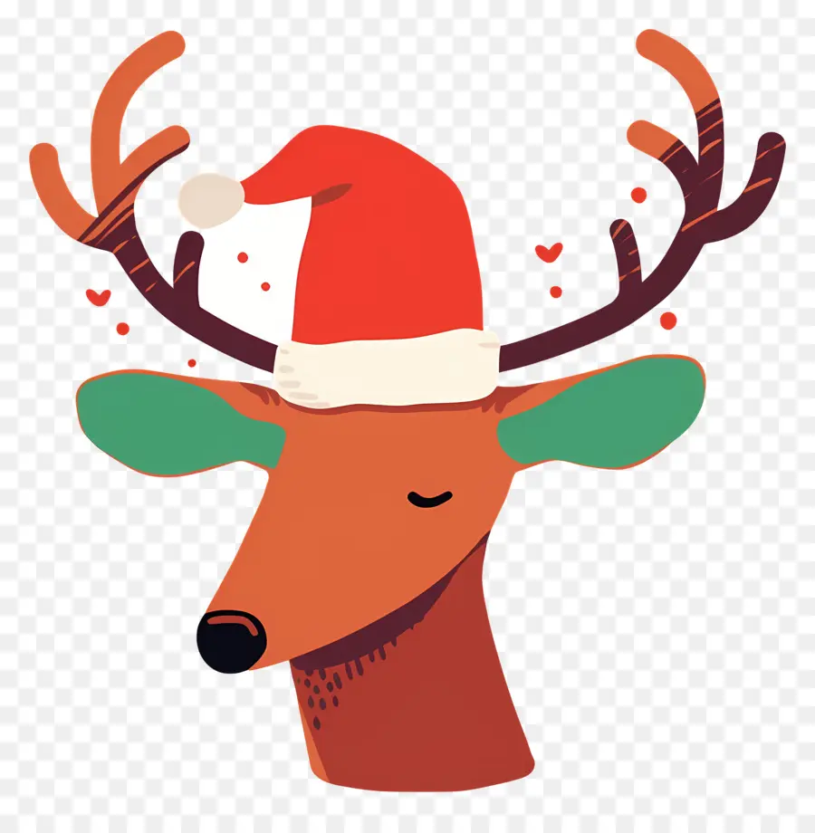 Ciervo De Navidad，Reno Con Gorro De Papá Noel PNG