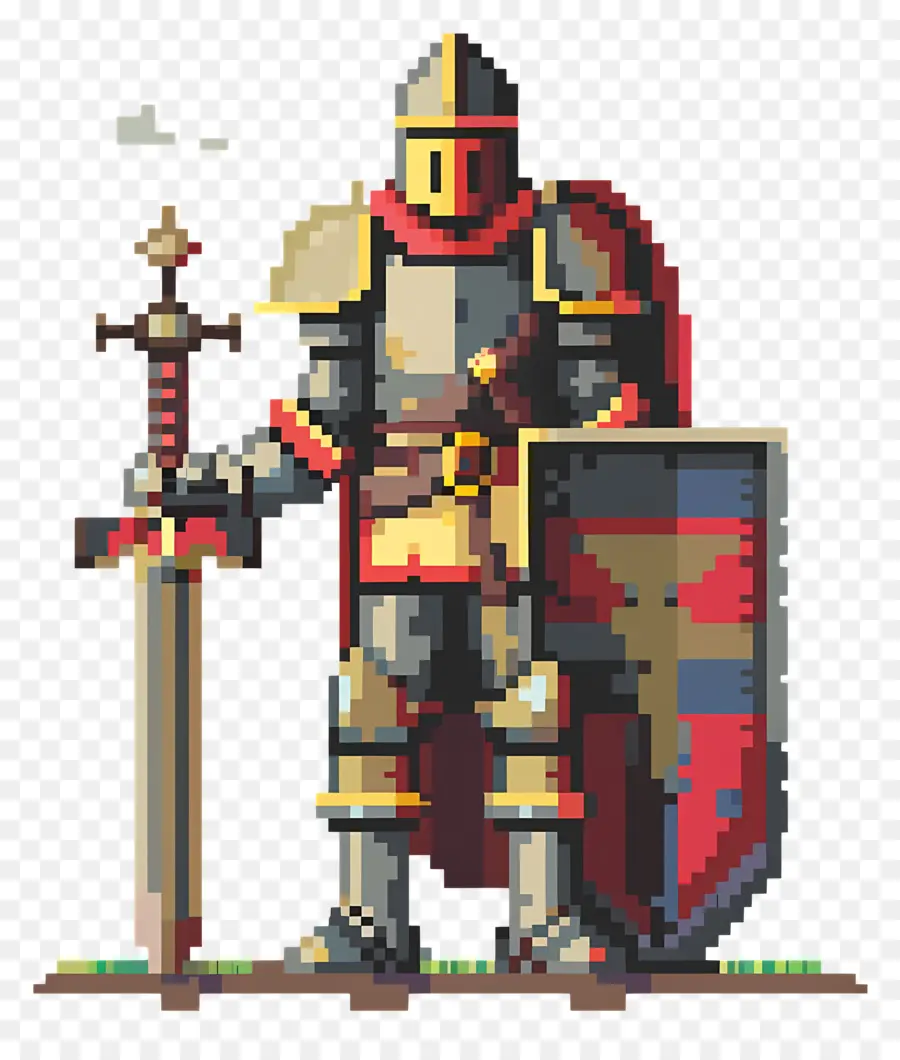 Caballero De Píxeles，Caballero Pixel Con Espada PNG