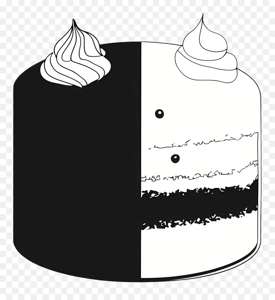 Rebanada De Pastel，Ilustración De Pastel En Blanco Y Negro PNG