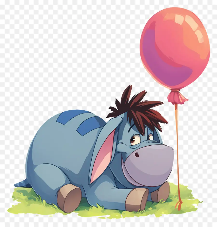 Eeyore，Burro Azul Con Globo PNG