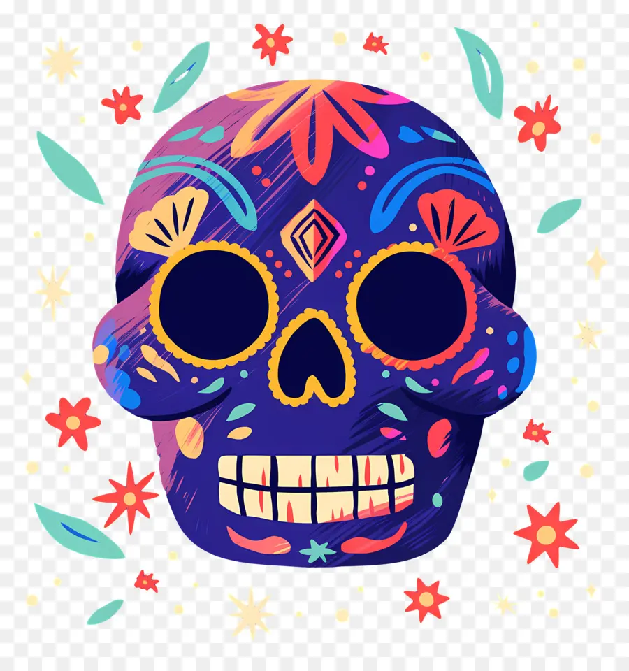 Linda Calavera，Calavera Colorida PNG