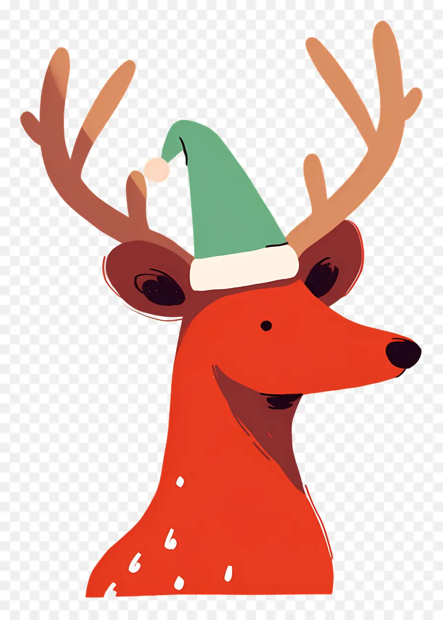 Ciervo De Navidad，Reno Con Gorro De Papá Noel PNG