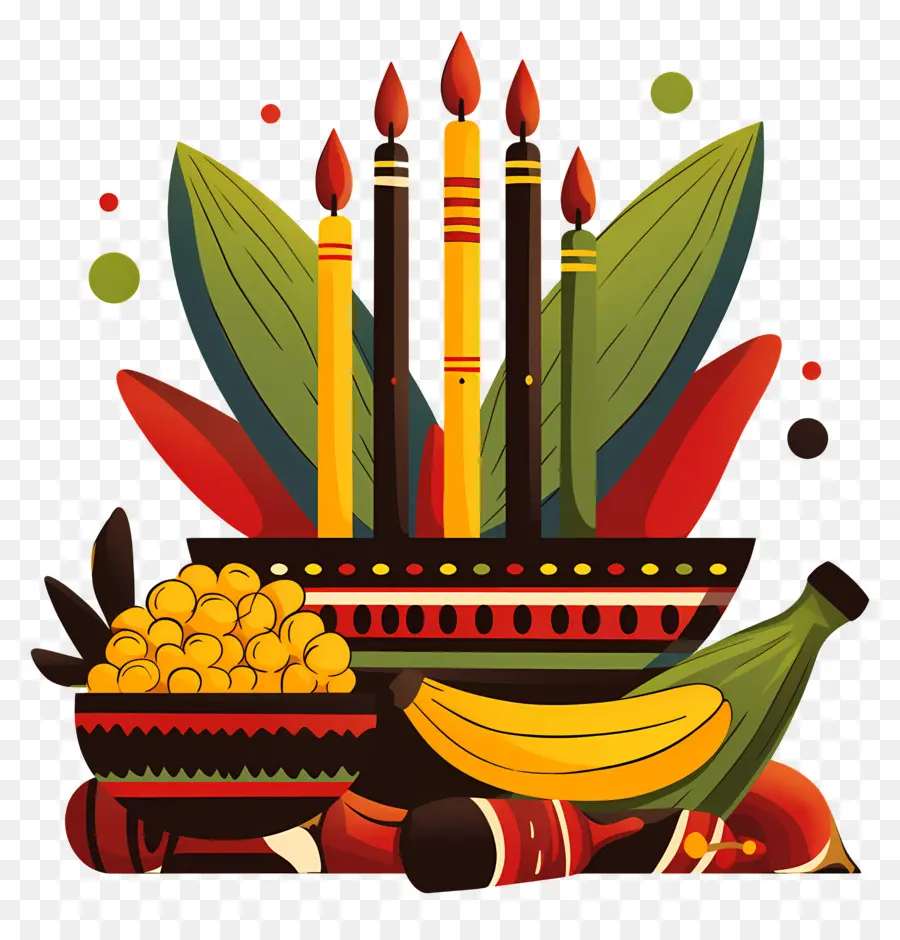 Feliz Kwanzaa，Velas Y Frutas PNG