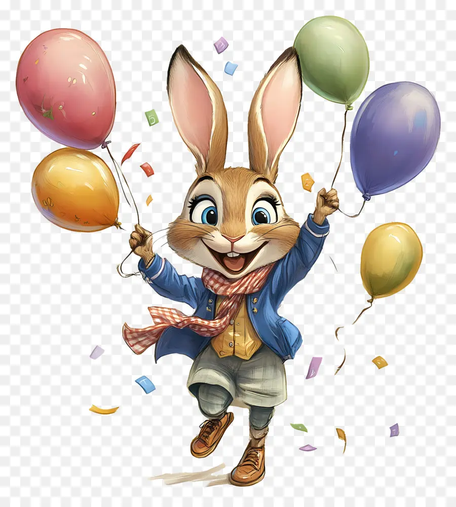 Judy Hopps，Conejo De Dibujos Animados Con Globos PNG