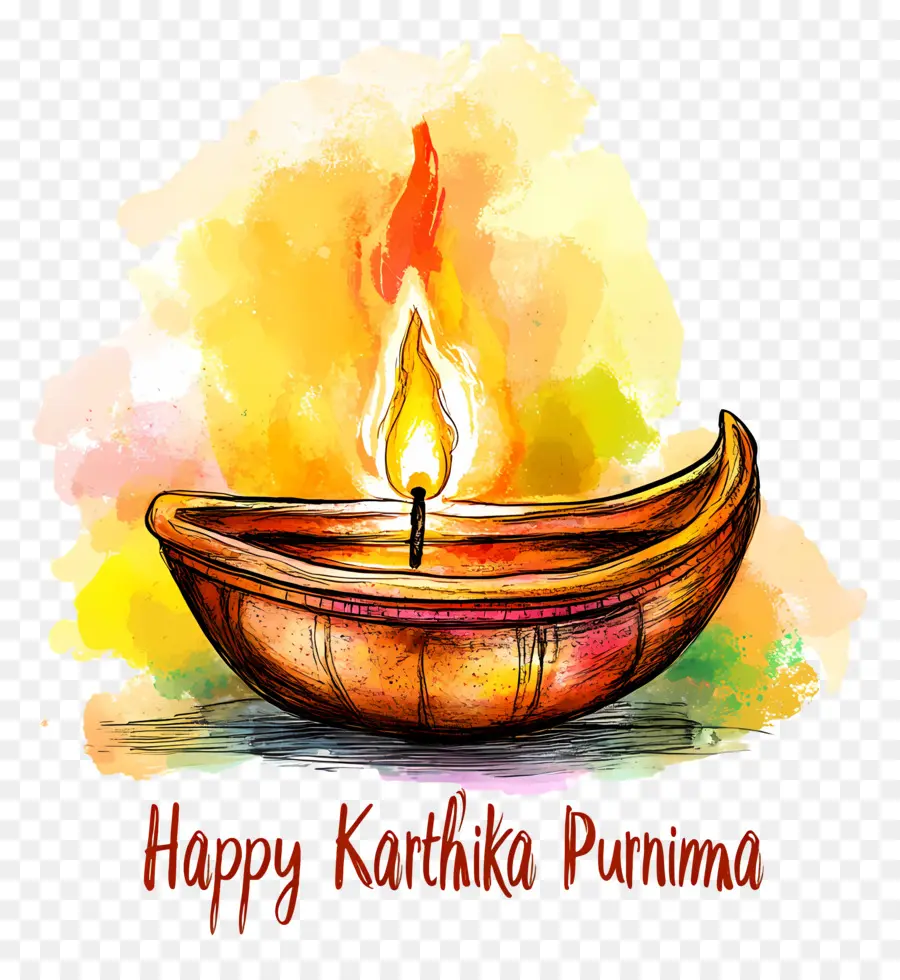 Karthika Purnima，Diya Individual Con Llama PNG